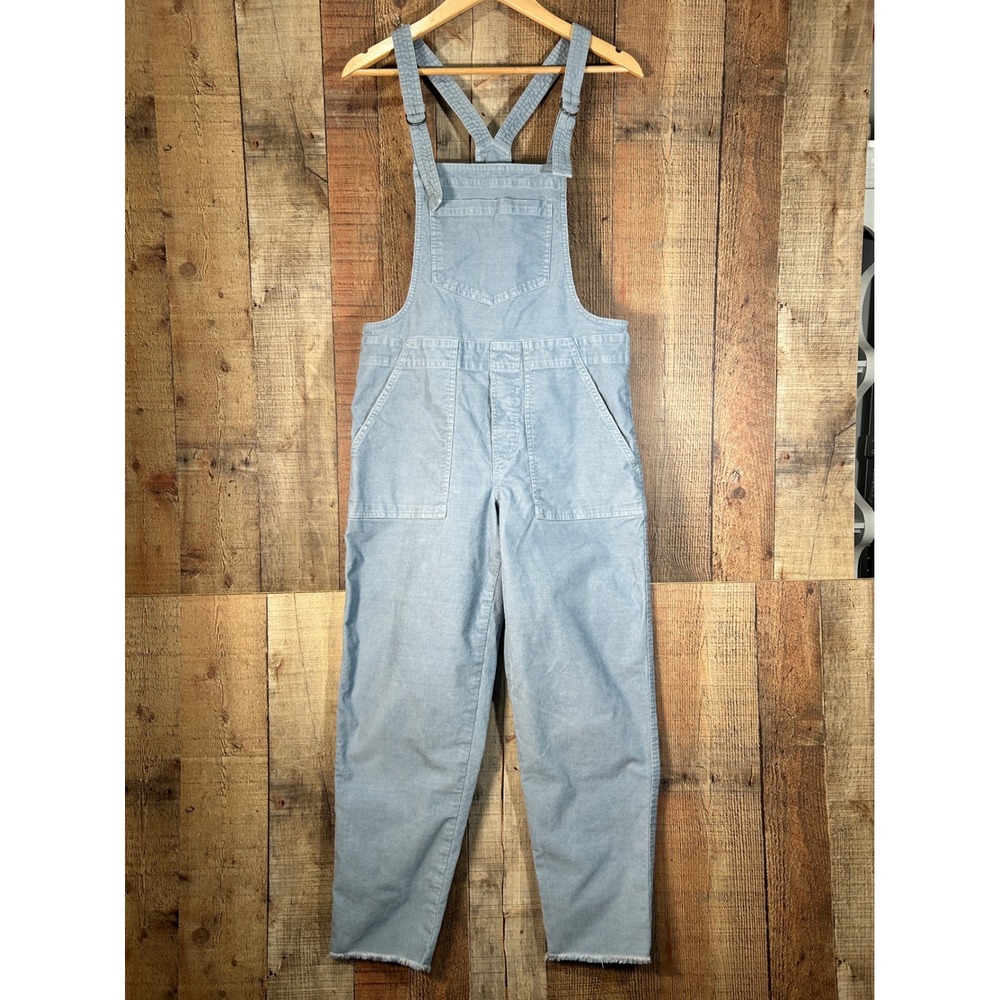 Aerie Light Blue Corduroy Overalls Raw Hem Adjustable Straps Size S Small P